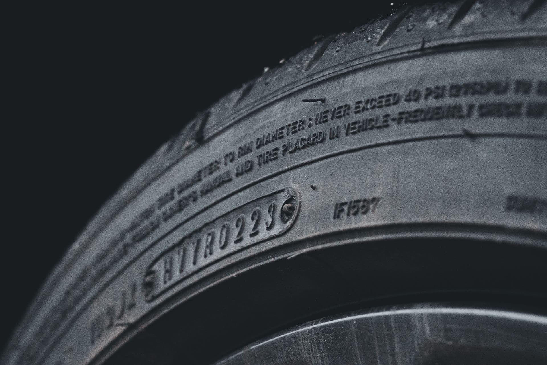 Close-up view of a tire ready for inspection